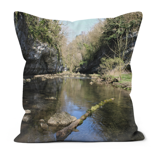 Canvas Art. Luxury Handmade Double Sided Poly Linen Cushions. Chee Dale Nature Reserve. Peak District National Park. England.