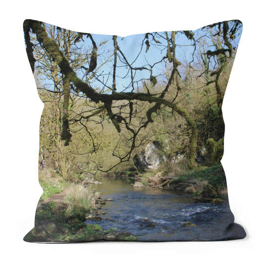 Canvas Art. Luxury Handmade Double Sided Poly Linen Cushions. Chee Dale Nature Reserve. Peak District National Park. England.