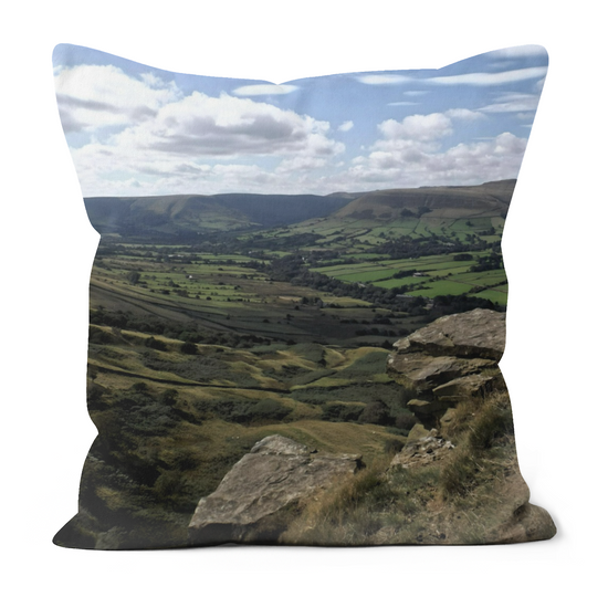 Canvas Art. Luxury Handmade Double Sided Poly Linen Cushions. Mam Tor. Peak District National Park. England.