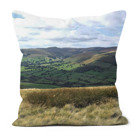 Canvas Art. Luxury Handmade Double Sided Poly Linen Cushions. Mam Tor. Peak District National Park. England.