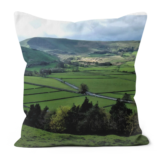 Canvas Art. Luxury Handmade Double Sided Poly Linen Cushions. Mam Tor. Peak District National Park. England.