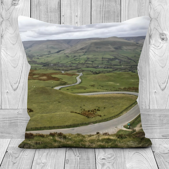Canvas Art. Luxury Handmade Double Sided Poly Linen Cushions. Mam Tor. Peak District National Park. England.