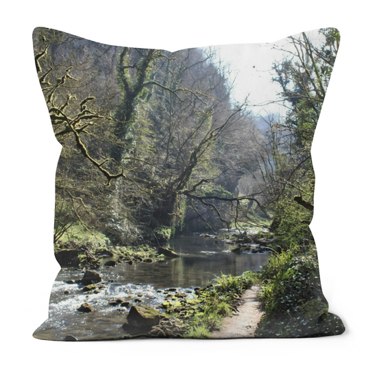 Canvas Art. Luxury Handmade Double Sided Poly Linen Cushions. Chee Dale Nature Reserve. Peak District National Park. England.