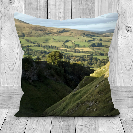 Canvas Art. Luxury Handmade Double Sided Poly Linen Cushions. Mam Tor. Peak District National Park. England.
