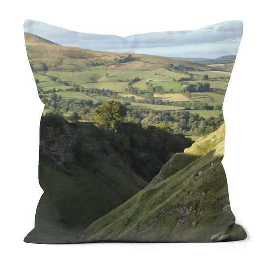 Canvas Art. Luxury Handmade Double Sided Poly Linen Cushions. Mam Tor. Peak District National Park. England.