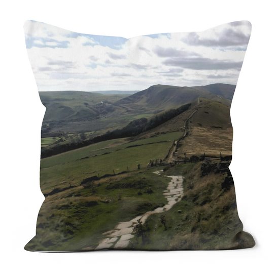 Canvas Art. Luxury Handmade Double Sided Poly Linen Cushions. Mam Tor. Peak District National Park. England.