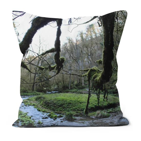 Canvas Art. Handmade Double Sided Poly Linen Cushions. Chee Dale Nature Reserve. Peak District National Park. England.