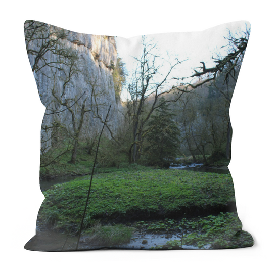Canvas Art. Handmade Double Sided Poly Linen Cushions. Chee Dale Nature Reserve. Peak District National Park. England.