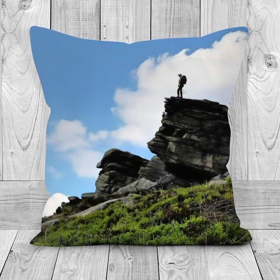 Canvas Art. Handmade Double Sided Poly Linen Cushions. Bamford Edge. Peak District National Park. England.