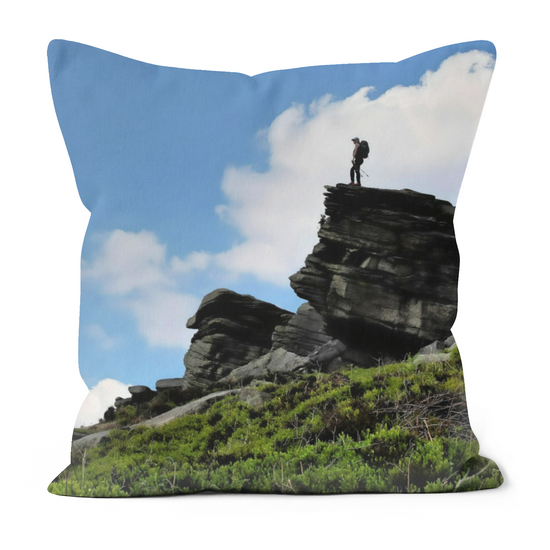 Canvas Art. Handmade Double Sided Poly Linen Cushions. Bamford Edge. Ladybower Reservoir. Peak District National Park. England.