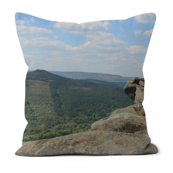 Canvas Art. Handmade Double Sided Poly Linen Cushions. Bamford Edge. Peak District National Park. England.