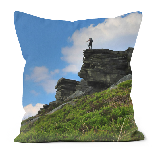 Canvas Art. Handmade Double Sided Poly Linen Cushions. Bamford Edge. Ladybower Reservoir. Peak District National Park. England.