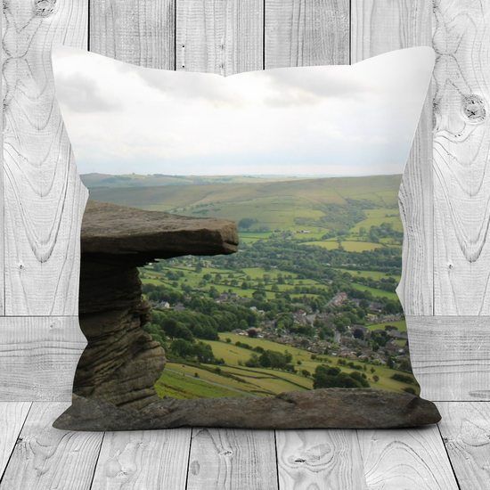 Canvas Art. Luxury Handmade Double Sided Poly Linen Cushions. Bamford Edge. Peak District  National Park. England.