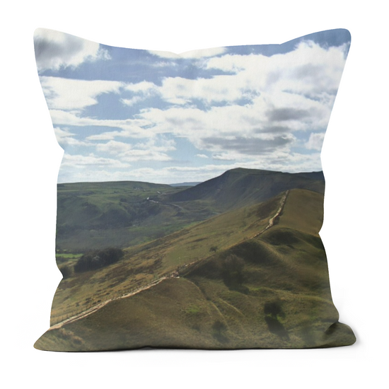 Canvas Art. Luxury Handmade Double Sided Poly Linen Cushions. Mam Tor. Peak District National Park. England.