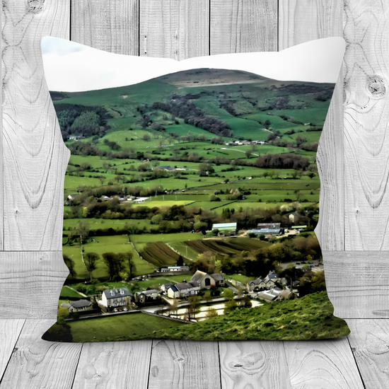 Canvas Art. Luxury Handmade Double Sided Poly Linen Cushions. Mam Tor. Peak District National Park. England.