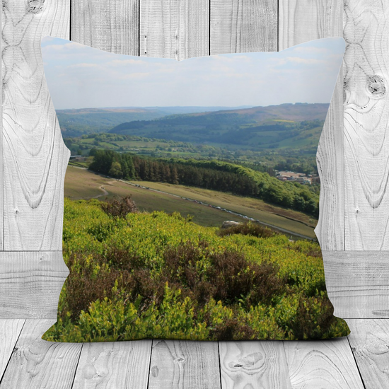 Canvas Art. Luxury Handmade Double Sided Poly Linen Cushions. Bamford Edge. Peak District National Park. England.