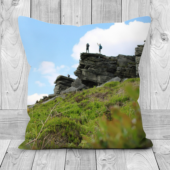 Canvas Art. Luxury Handmade Double Sided Poly Linen Cushions. Bamford Edge. Ladybower Reservoir.  Peak District National Park. England.