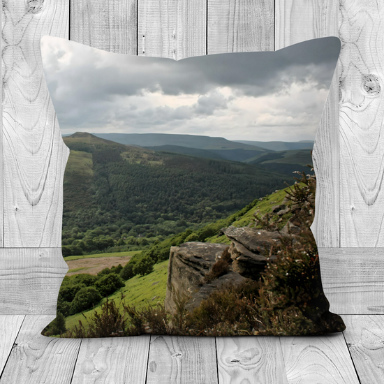Canvas Art. Luxury Handmade Double Sided Poly Linen Cushions. Bamford Edge. Peak District National Park. England.