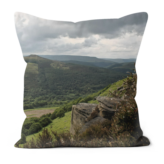 Canvas Art. Luxury Handmade Double Sided Poly Linen Cushions. Bamford Edge. Peak District National Park. England.