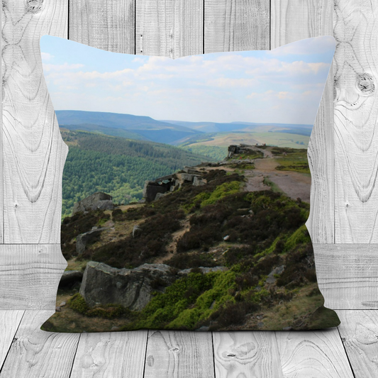 Canvas Art. Luxury Handmade Double Sided Poly Linen Cushions. Bamford Edge. Peak District National Park. England.