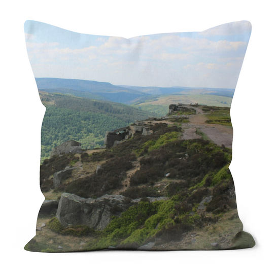 Canvas Art. Luxury Handmade Double Sided Poly Linen Cushions. Bamford Edge. Peak District National Park. England.