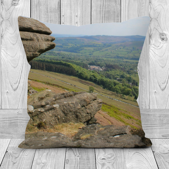 Canvas Art. Luxury Handmade Double Sided Poly Linen Cushions. Bamford Edge. Peak District National Park. England.