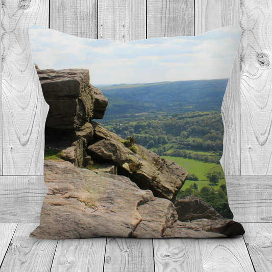 Canvas Art. Luxury Handmade Double Sided Poly Linen Cushions. Bamford Edge. Peak District National Park. England.