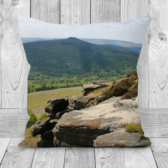 Canvas Art. Luxury Handmade Double Sided  Poly Linen Cushions. Bamford Edge. Peak District National Park. England.