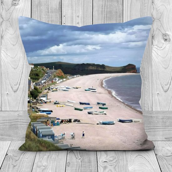 Canvas Art. Luxury Handmade Double Sided Poly Linen Cushions. Budleigh Salterton. Devon. England.