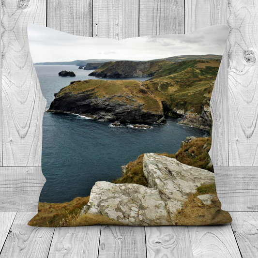 Canvas Art. Luxury Handmade Double Sided Poly Linen Cushions. Tintagel. Cornwall. England.