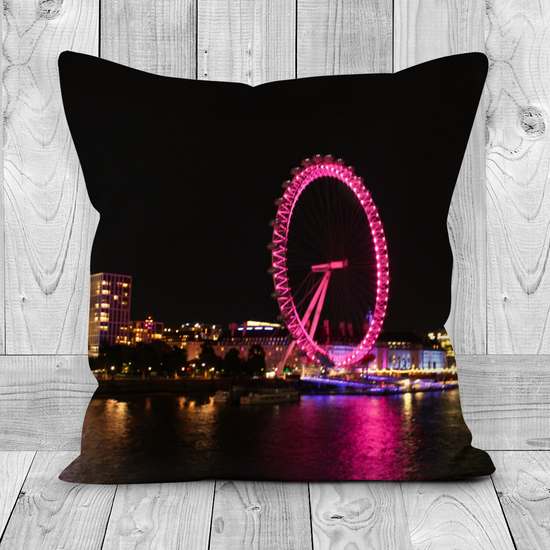 Canvas Art. Luxury Handmade Double Sided Poly Linen Cushions. London Eye. London Bridge Station. The Shard. London. England.