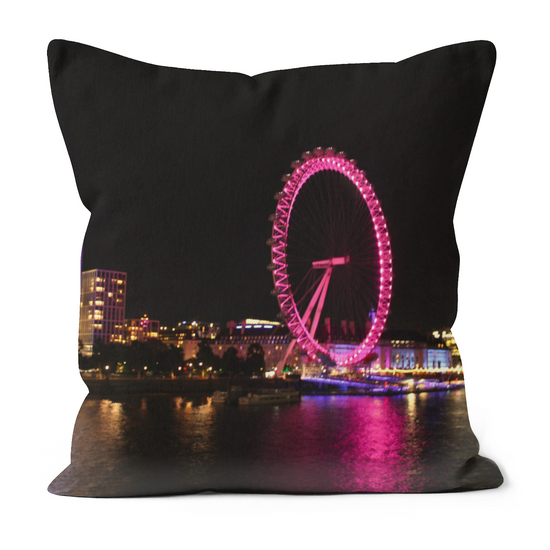 Canvas Art. Luxury Handmade Double Sided Poly Linen Cushions. London Eye. London Bridge Station. The Shard. London. England.