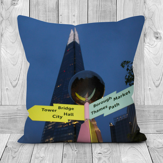 Canvas Art. Luxury Handmade Double Sided Poly Linen Cushions. London Eye. London Bridge Station. The Shard. London. England.