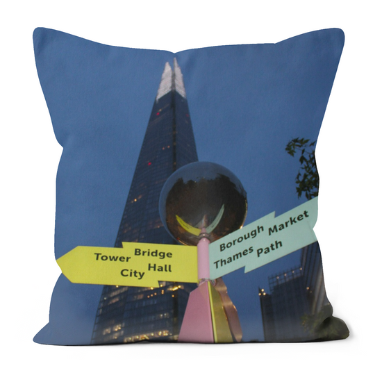 Canvas Art. Luxury Handmade Double Sided Poly Linen Cushions. London Eye. London Bridge Station. The Shard. London. England.