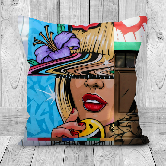 Canvas Art. Luxury Handmade Double Sided Poly Linen Cushions. Kings Road. Chelsea. Brick Lane. Shoreditch. London. England.