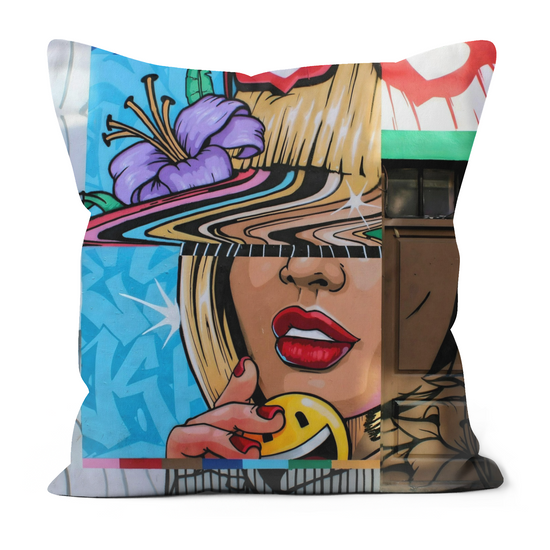 Canvas Art. Luxury Handmade Double Sided Poly Linen Cushions. Kings Road. Chelsea. Brick Lane. Shoreditch. London. England.