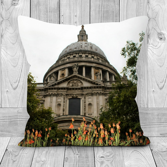 Canvas Art. Luxury Handmade Double Sided Poly Linen Cushions. St. Paul's Cathedral. London. England.