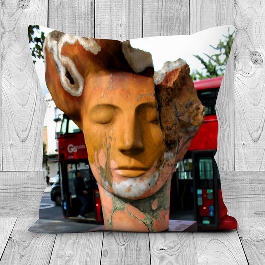 Canvas Art. Luxury Handmade Double Sided Poly Linen Cushions. Kings Road. Chelsea. River Thames. The Shard. London. England.
