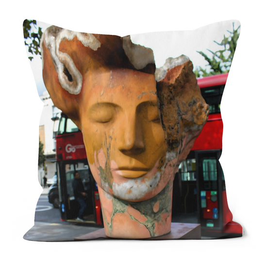 Canvas Art. Luxury Handmade Double Sided Poly Linen Cushions. Kings Road. Chelsea. River Thames. The Shard. London. England.
