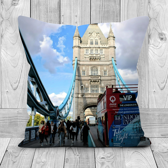 Canvas Art. Luxury Handmade Double Sided Poly Linen Cushions. Tower Bridge. London. England.