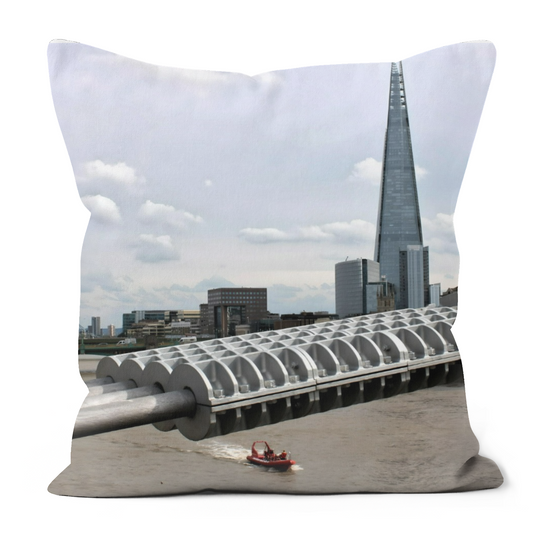 Canvas Art. Luxury Handmade Double Sided Poly Linen Cushions. Millennium Bridge. The Shard. London. England.