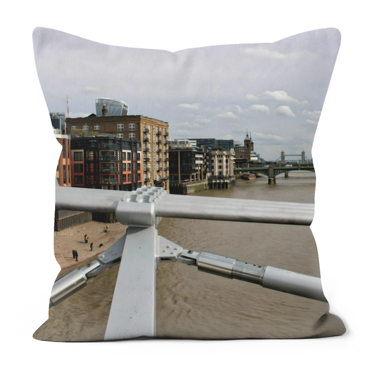 Canvas Art. Luxury Handmade Double Sided Poly Linen Cushions. Millennium Bridge. The Shard. London. England.