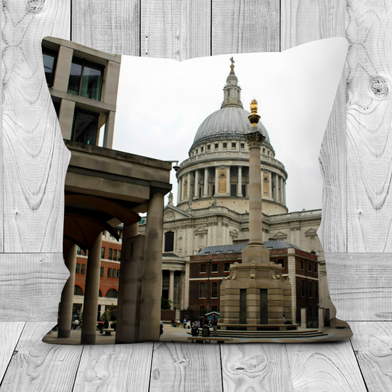Canvas Art. Luxury Handmade Double Side Poly Linen Cushions. Tower of London. St. Paul's Cathedral. London. England.