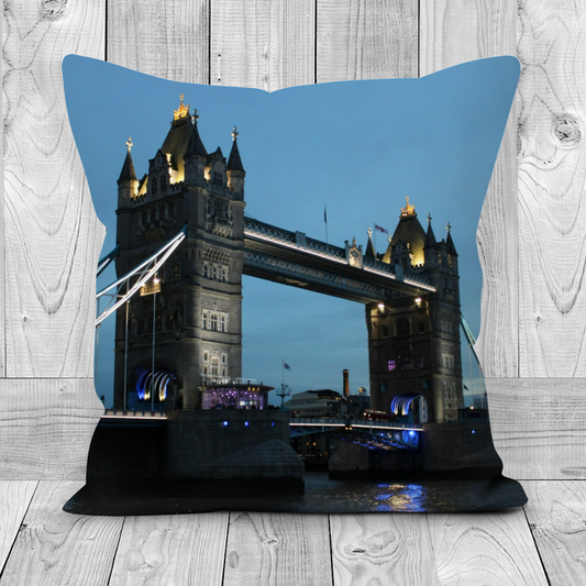 Canvas Art. Luxury Handmade Double Sided Poly Linen Cushions. Tower Bridge. Norton Folgate. London. England.