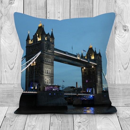 Canvas Art. Luxury Handmade Double Sided Poly Linen Cushions. Tower Bridge. Norton Folgate. London. England.