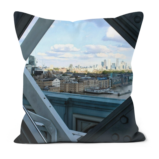 Canvas Art. Luxury Handmade Double Sided Poly Linen Cushions. Tower Bridge Glass Floor. London. England.