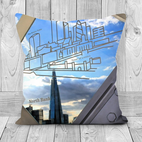 Canvas Art. Luxury Handmade Double Sided Poly Linen Cushions. Tower Bridge Glass Floor. London. England.