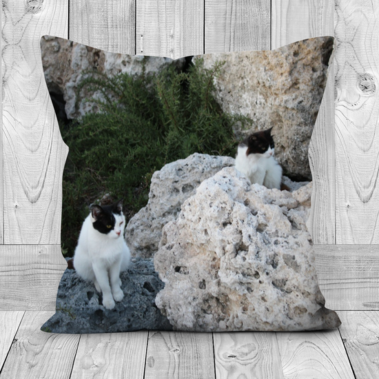 Canvas Art. Luxury Handmade Double Sided Poly Linen Cushions. Rhodes. Greece.