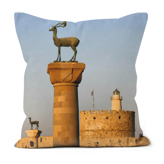 Canvas Art. Luxury Handmade Double Sided Poly Linen Cushions. Dama - Dama . Rhodes Medieval Town.  Rhodes. Greece.