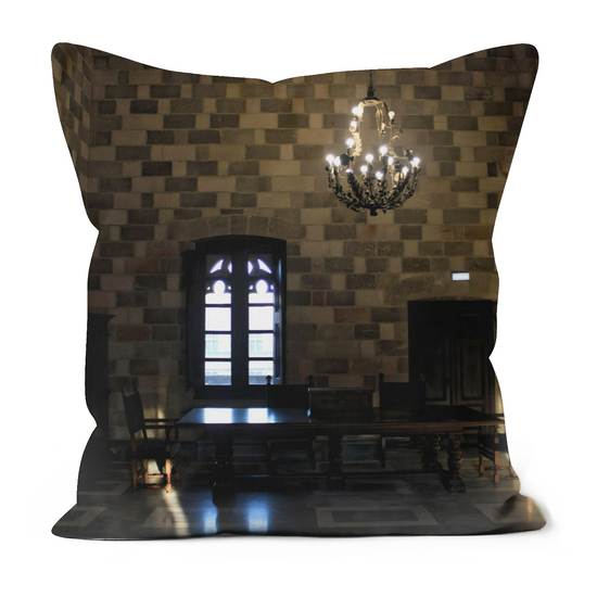Canvas Art. Luxury Handmade Double Sided  Poly Linen Cushions. St. Athanasios Gate. Palace of the Grand Master of the Knights. Rhodes Medieval Town. Greece.